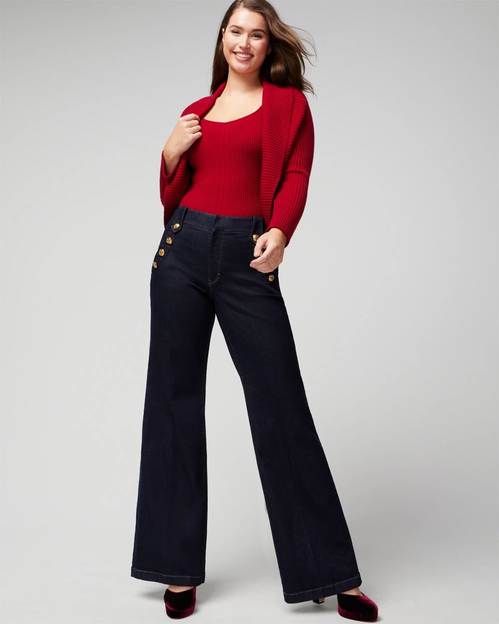 Curvy High-Rise Mariner Wide Leg Jeans