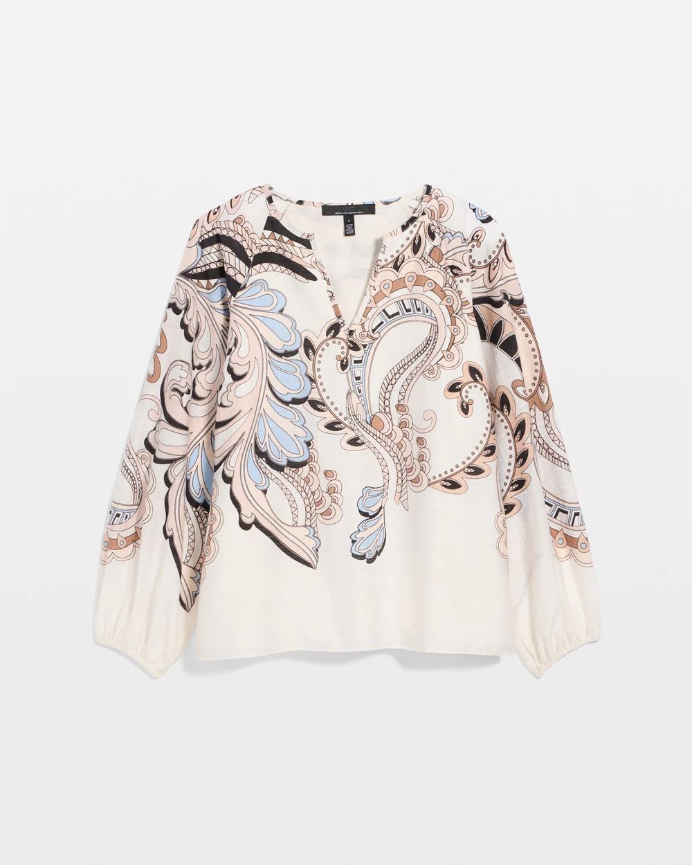 Long Sleeve Y-neck Blouse click to view larger image.