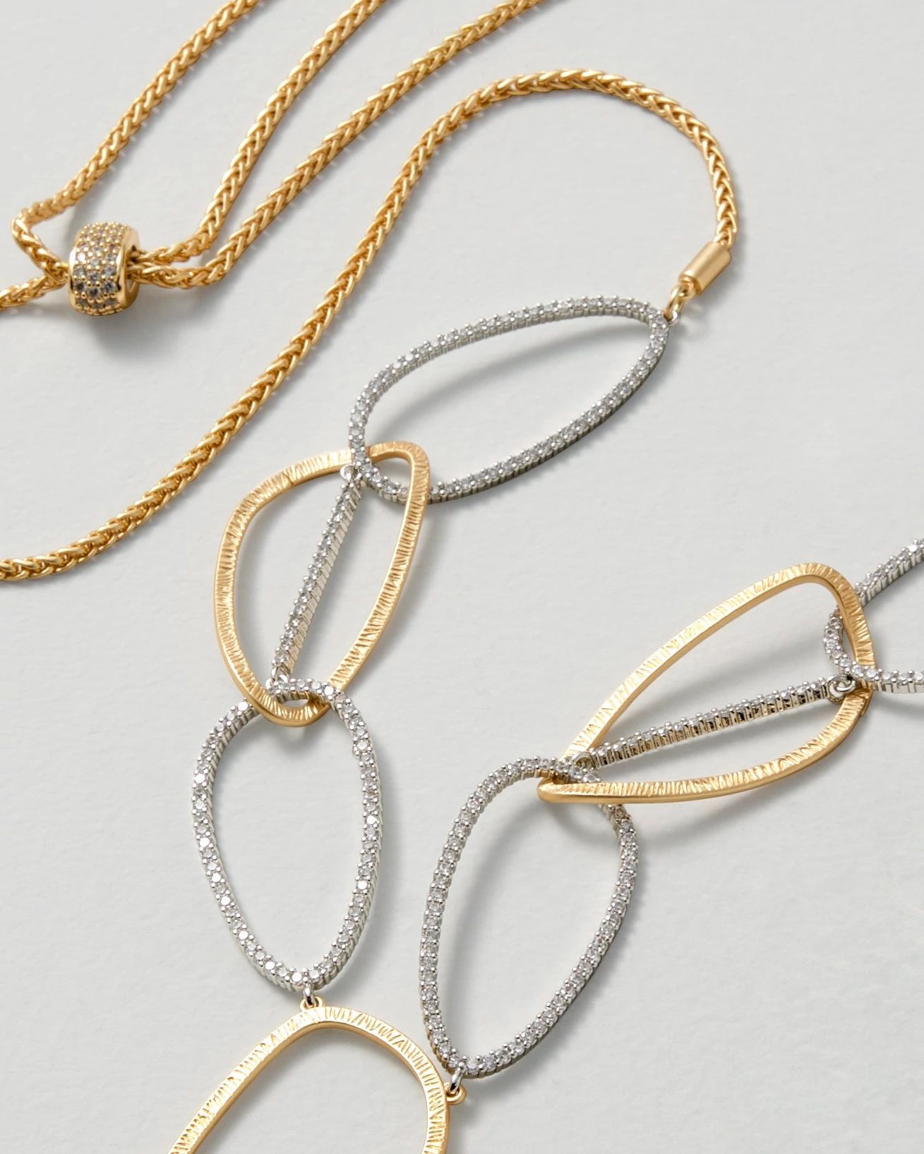 Convertible Mixed Metal Pavé Y-Necklace