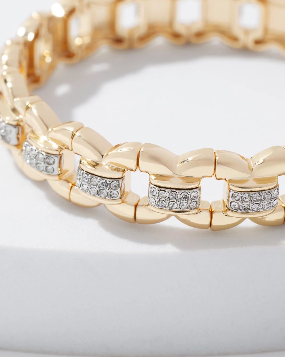 Gold Pave Link Stretch Bracelet click to view larger image.
