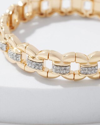Gold Pave Link Stretch Bracelet click to view larger image.