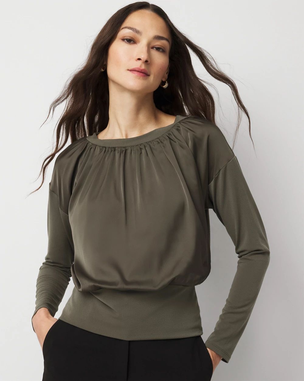 Knit Mix Satin Top
