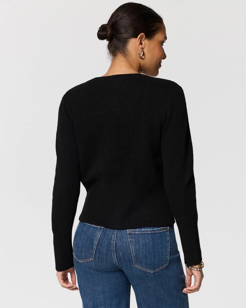 Button-Front Long Sleeve Cardigan