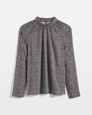 Petite Matte Satin Mock Neck Blouse click to view larger image.