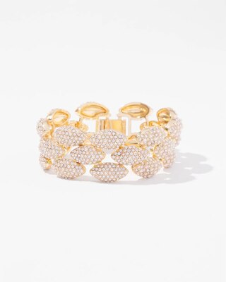 Glass Pearl Pave Cuff Bracelet