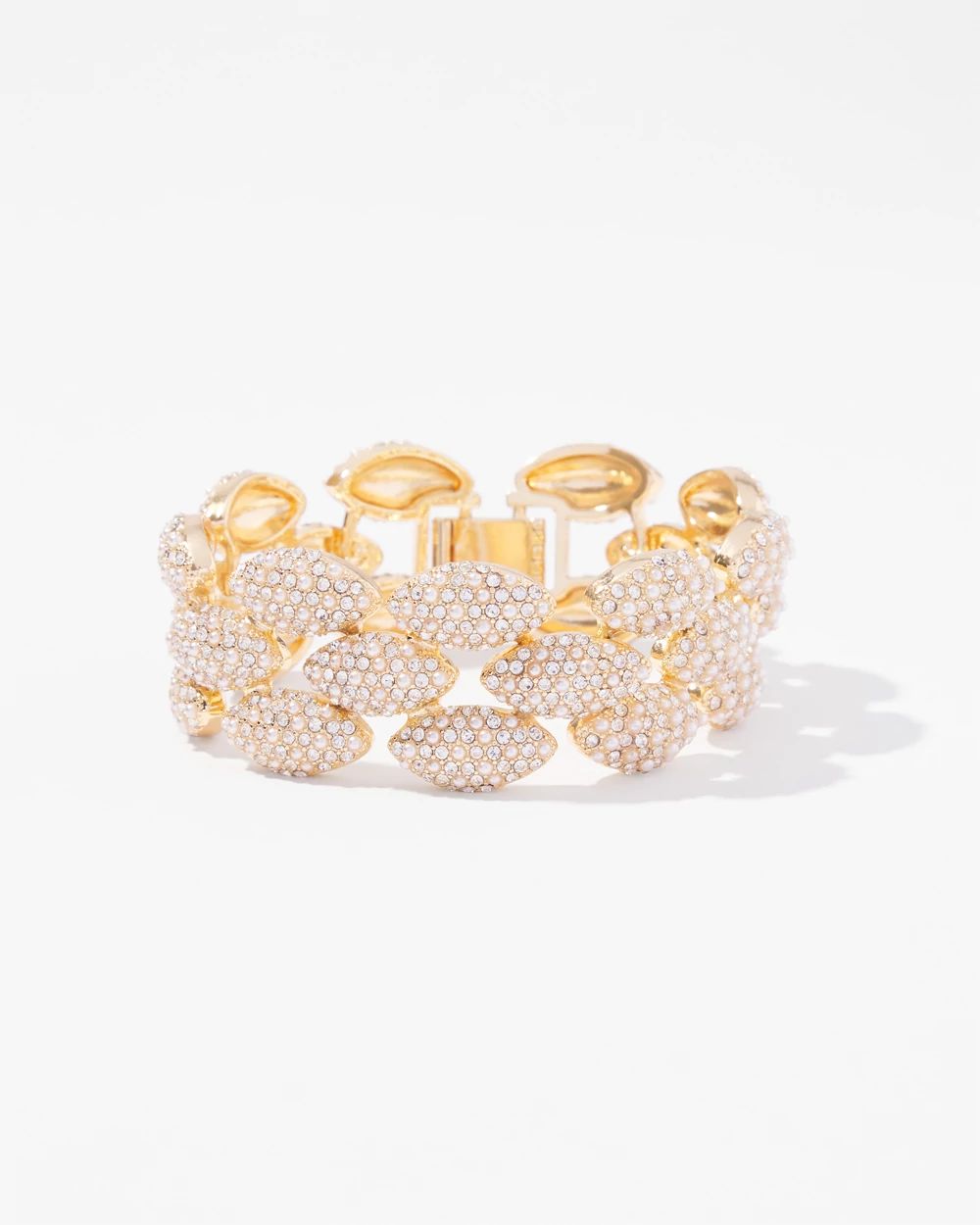 Glass Pearl Pave Cuff Bracelet