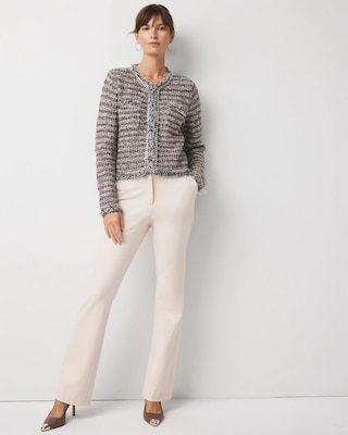 Chain-Trim Tweed Sweater Jacket click to view larger image.