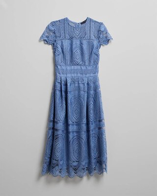 Embroidered Lace Fit-and-Flare Dress