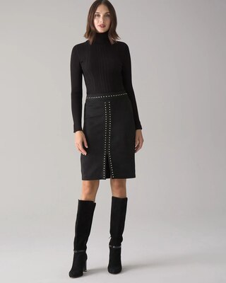 Petite Faux Suede Studded Pencil Skirt