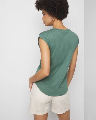 Lace-Up Shoulder Scoop Tee