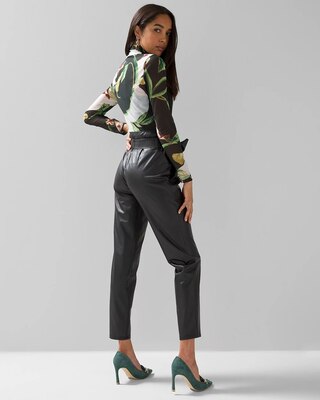 Vegan Leather Paperbag Straight Pant
