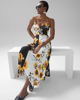 Petite Sunflower Print Midi Dress click to view larger image.
