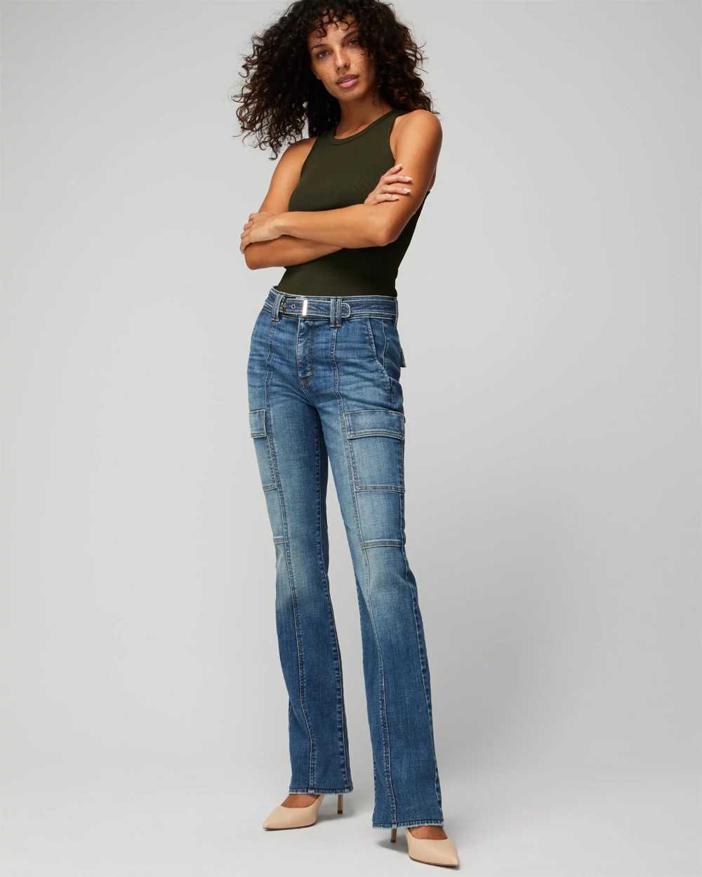 High-Rise Cargo Bootcut Jeans