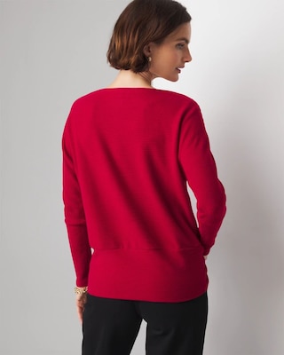 Off-The-Shoulder Ribbed Snit Pullover click to view larger image.