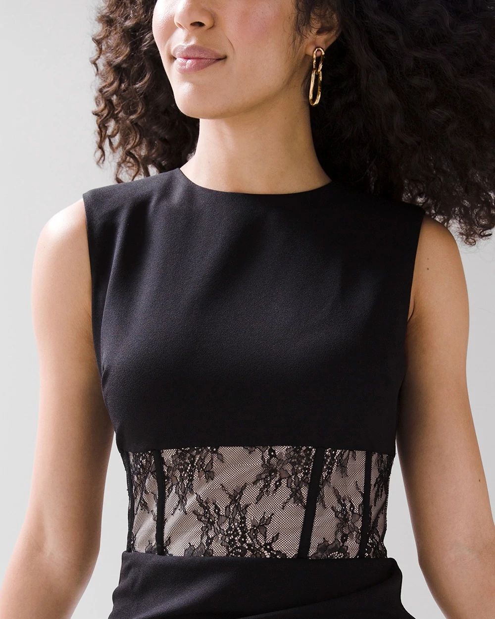 Petite Sleeveless Lace-Waist Sheath Dress