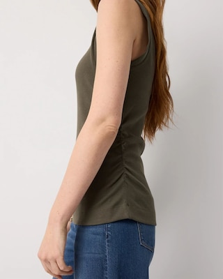 WHBM FORME™ Ribbed Stretch Ruched Side Tank click to view larger image.