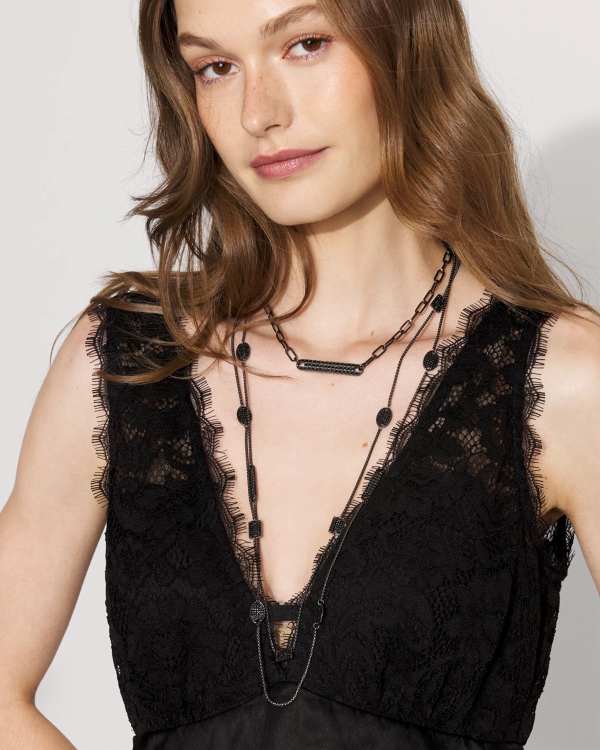 White House Black Market Hematite + Pave Convertible Necklace |