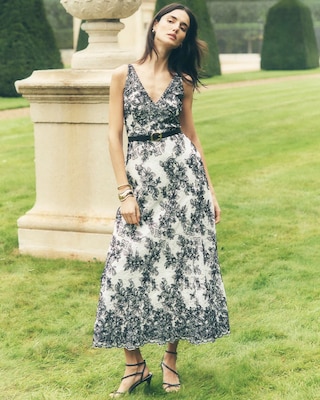 Contrast Lace Midi Dress
