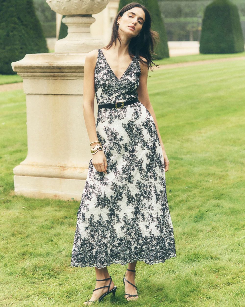 Contrast Lace Midi Dress