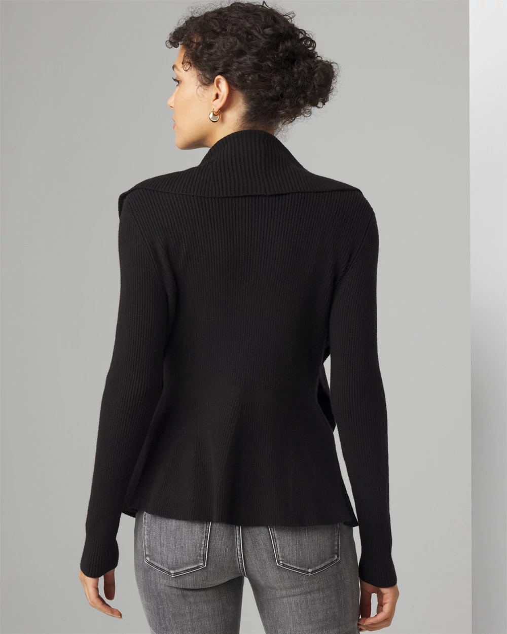 Petite Long Sleeve Open Ruffle Cardigan