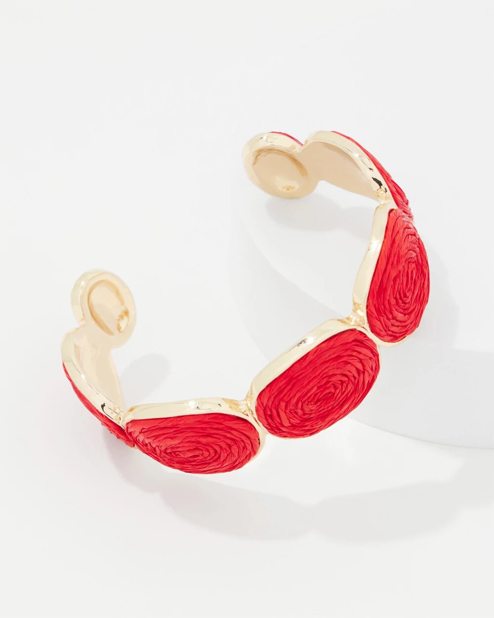 Red Raffia + Gold Cuff - image 3