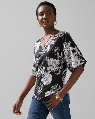 Embroidered Kimono-Style Top
