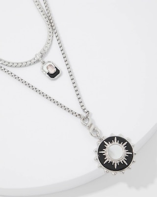 Silver Onyx Charm Necklace click to view larger image.