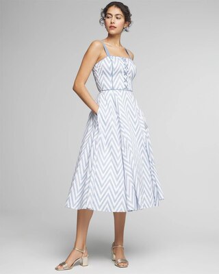 Petite Sleeveless Corset Front Fit & Flare Midi Dress