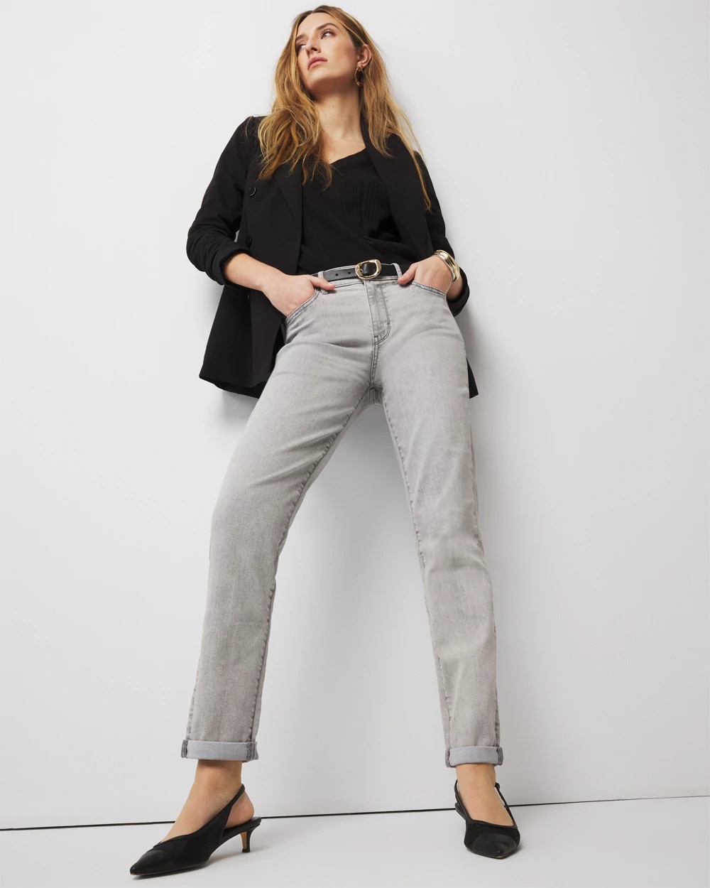 Mid-Rise Girlfriend Jeans