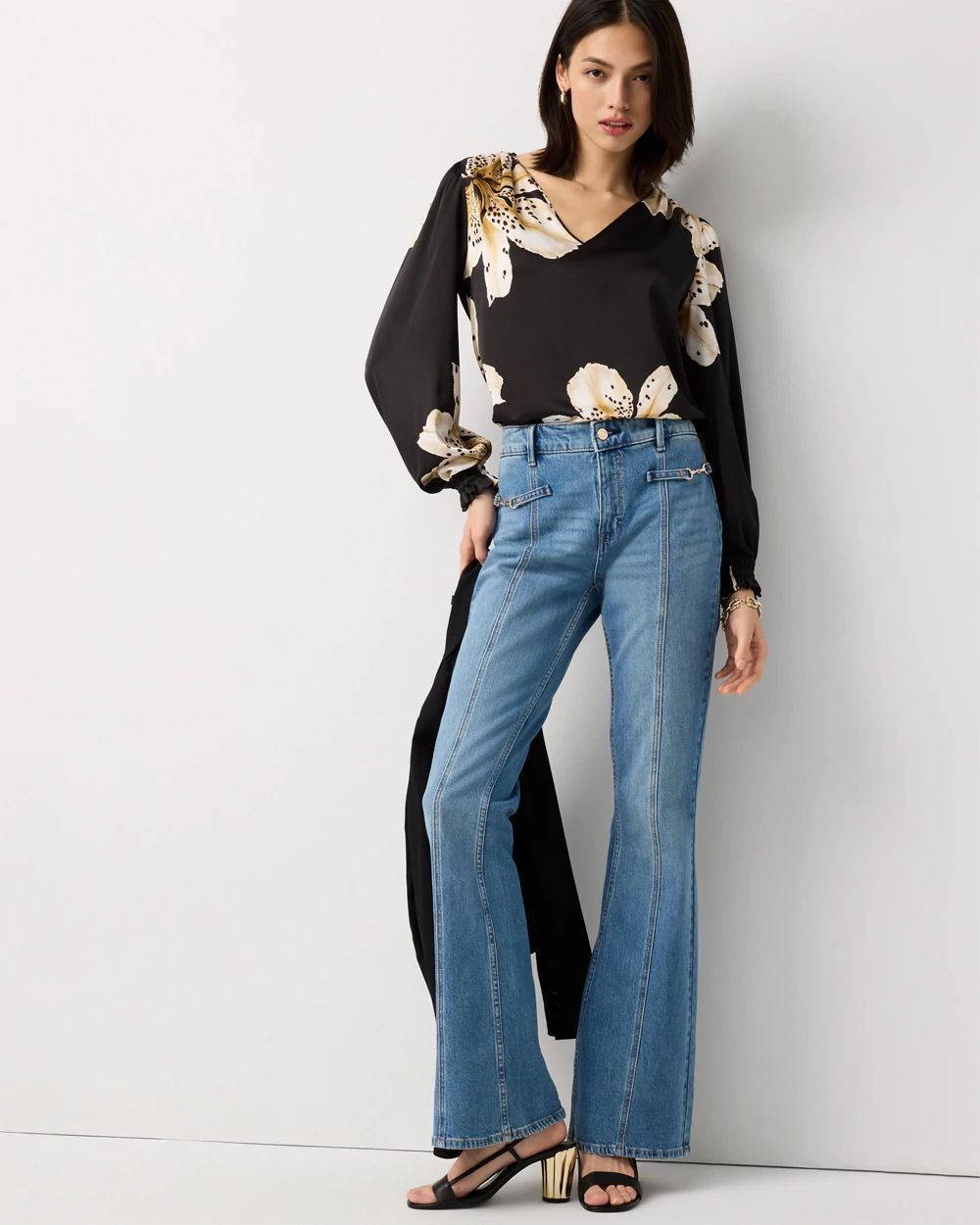 Ruffle Cuff Satin Blouse