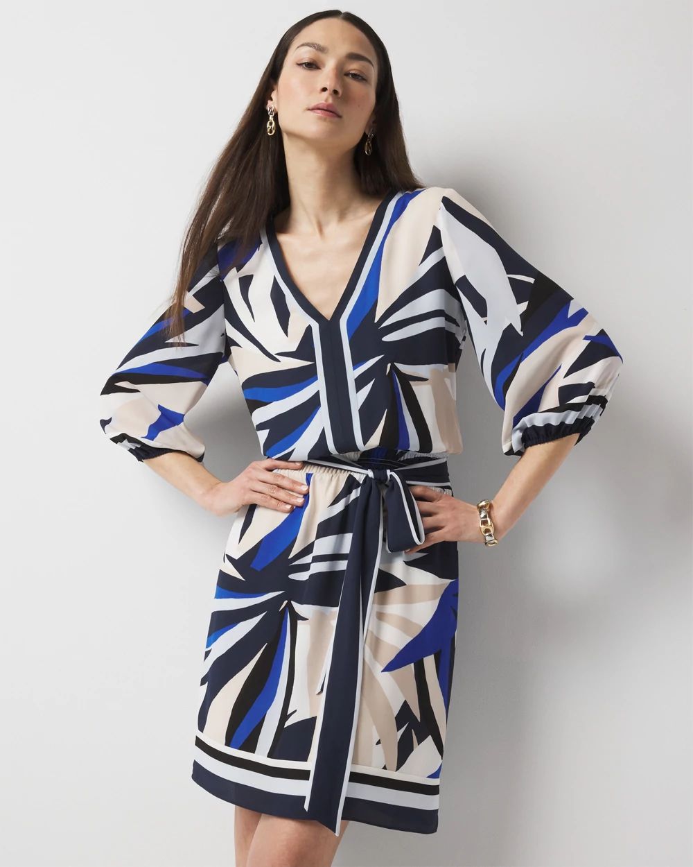 Palm Print Wrap Dress