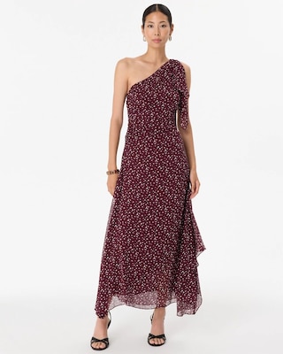 One-Shoulder Chiffon Maxi Dress