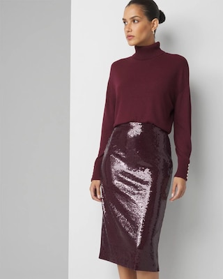 Petite Sequin Midi Skirt