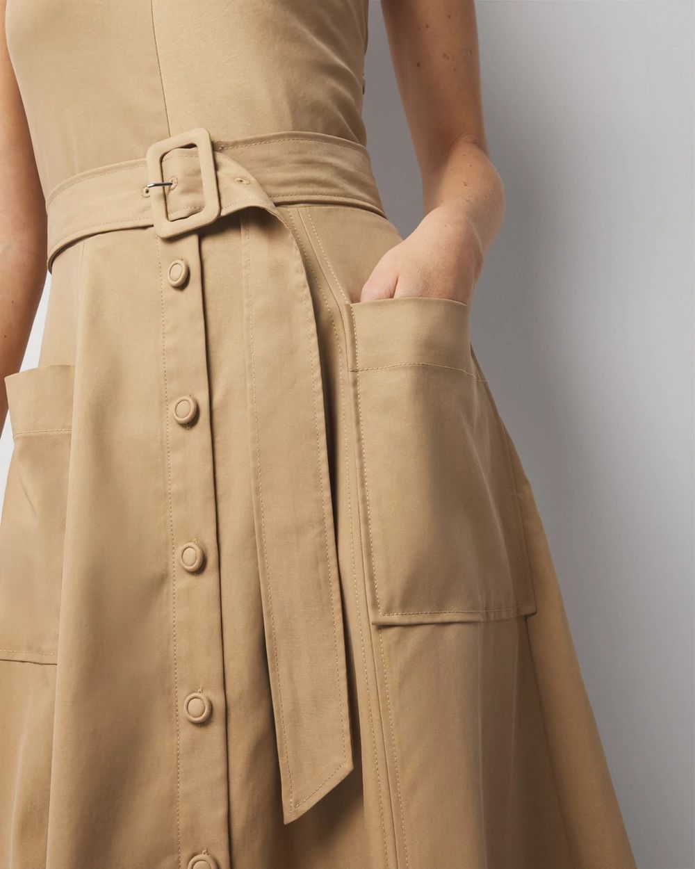 Halter Trench Midi Dress click to view larger image.