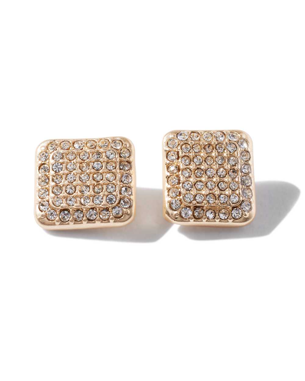 Gold Pave Crystal Stud Earrings click to view larger image.