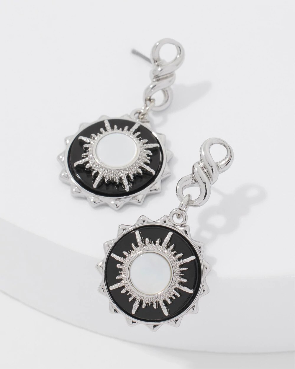 Silver Onyx Charm Drop Earrings - image 3