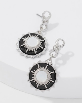 Silver Onyx Charm Drop Earrings click to view larger image.