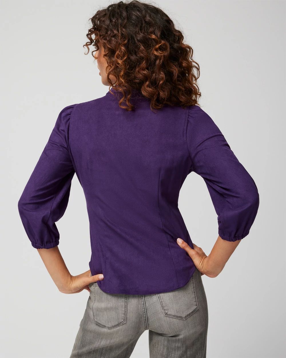 Elbow Sleeve Vegan Suede Shirt