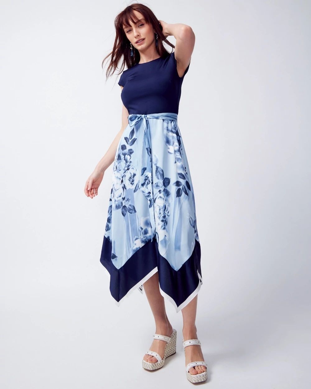 Handkerchief-Hem Midi Dress