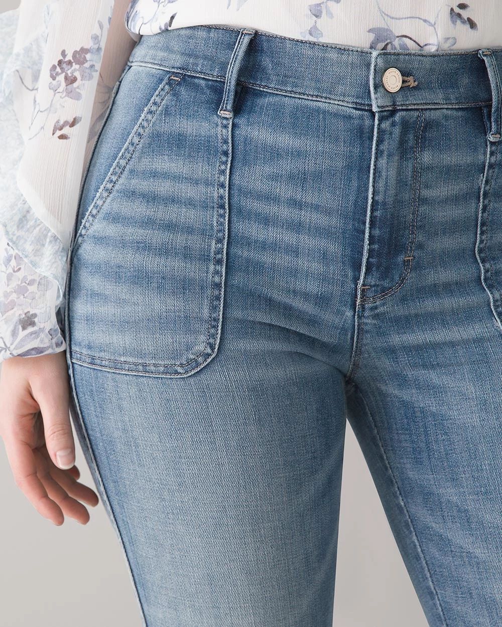 High-Rise Everyday Soft Denim™ Patch Pocket Straight Crop Jeans click to view larger image.