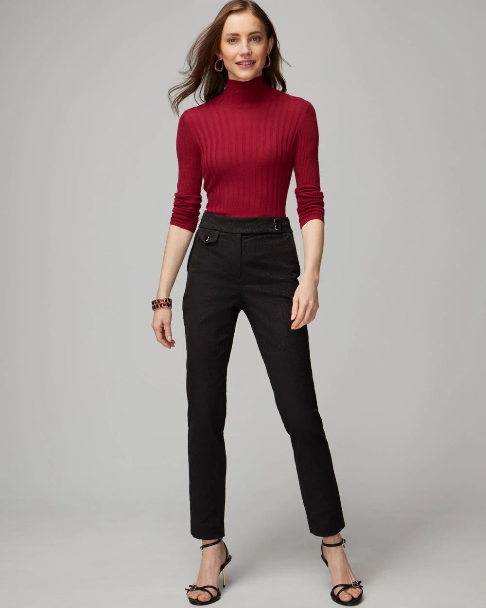 Jacquard Straight Ankle Pant