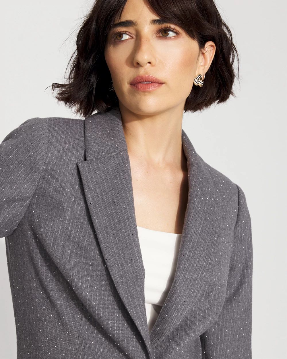 Relaxed Pinstripe One-Button Blazer