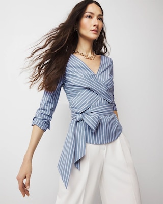 Twist-Front Tie-Waist Blouse click to view larger image.
