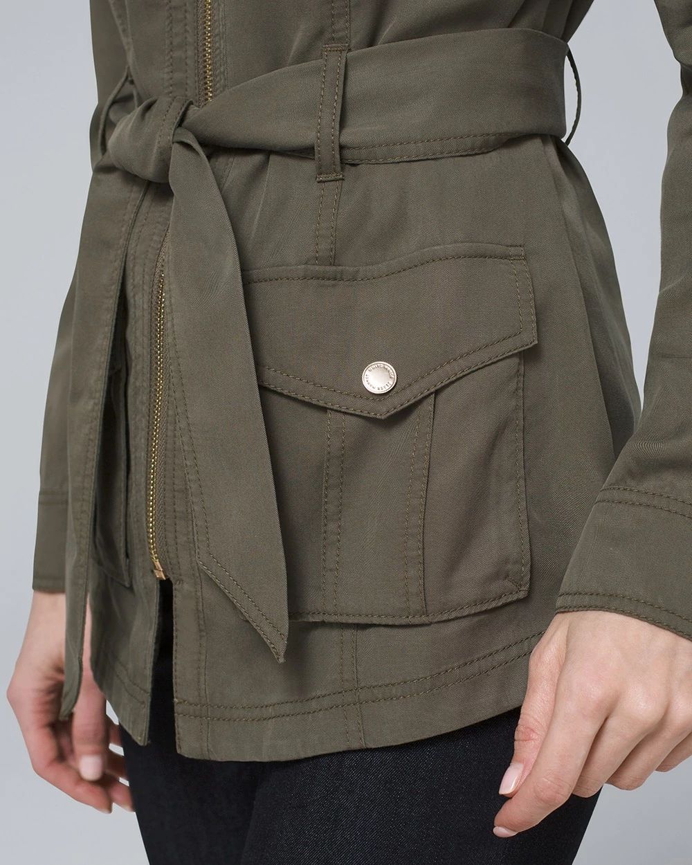 Petite Soft Utility Jacket with Removable Belt