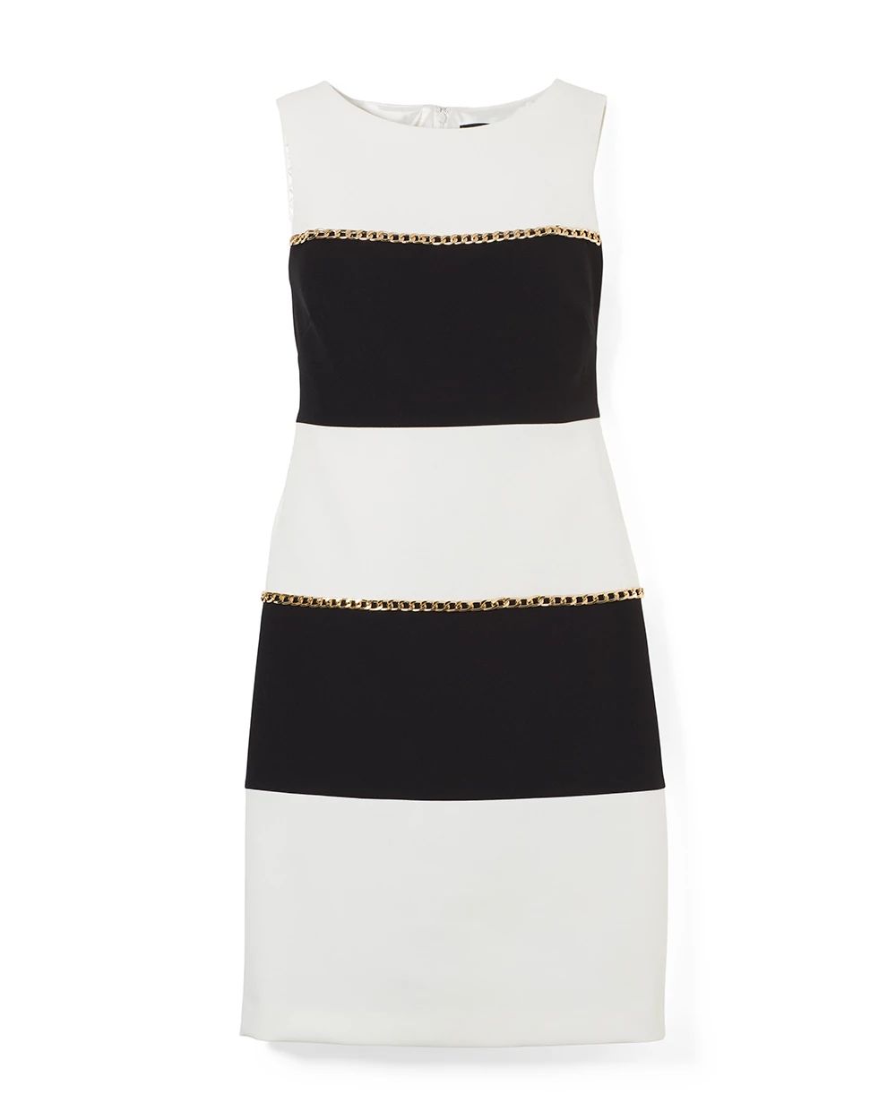 Colorblock & Chain Detail Shift Dress