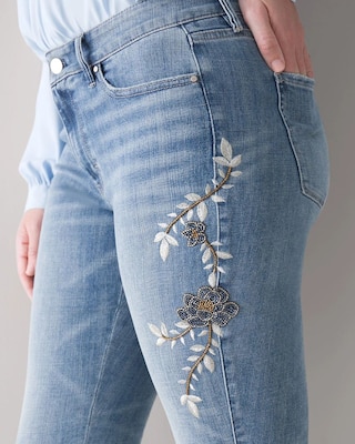 Mid-Rise Everyday Soft Denim™ Floral Embroidered Skinny Jeans click to view larger image.