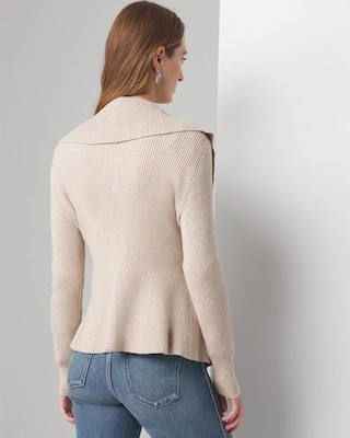 Petite Long Sleeve Open Ruffle Cardigan