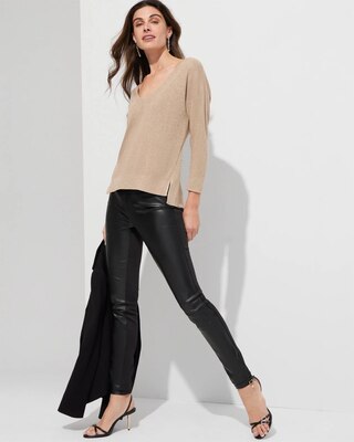 Outlet WHBM Long Sleeve V-Neck Stitch Pullover