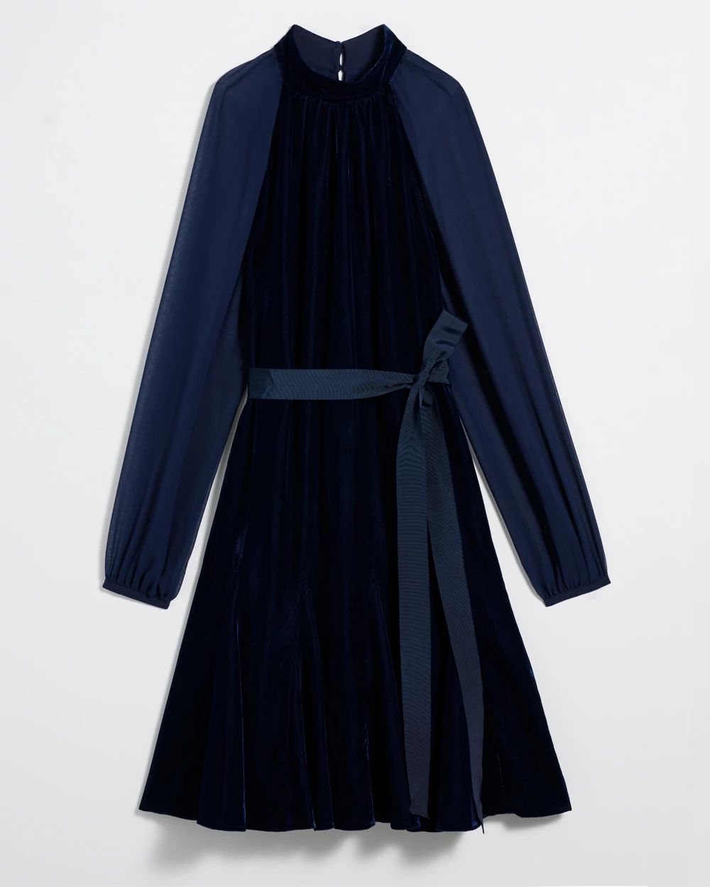 Sheer Sleeve Velvet Mini Dress click to view larger image.