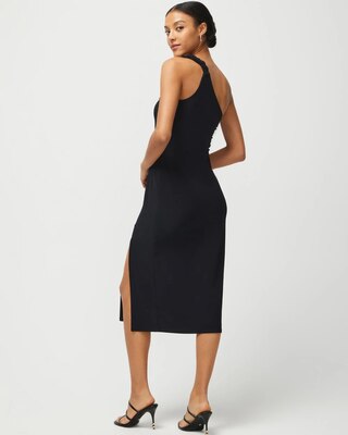 One-Shoulder Embroidered Matte Jersey Midi Dress